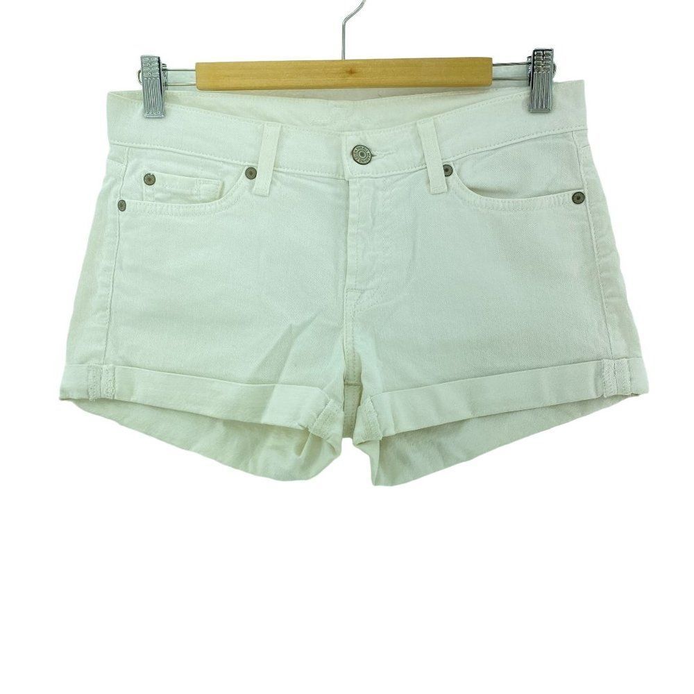 7 For All Man Kind White Denim Shorts